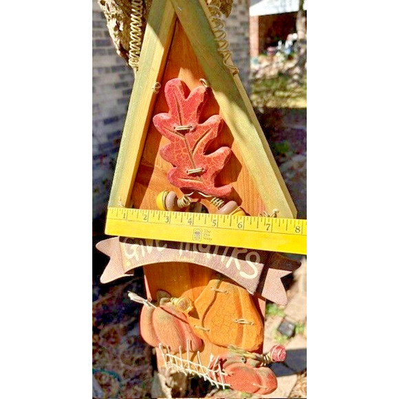 Give Thanks Fall Hanging Hand Made Wood Decor 18.5 in x 7.75 in - Picture 7 of 7